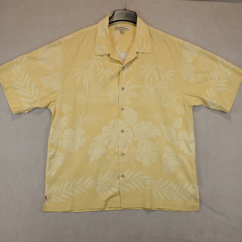 Tommy Bahama XL Mens Shirt Hawaiian Camp Floral 25x29 Yellow